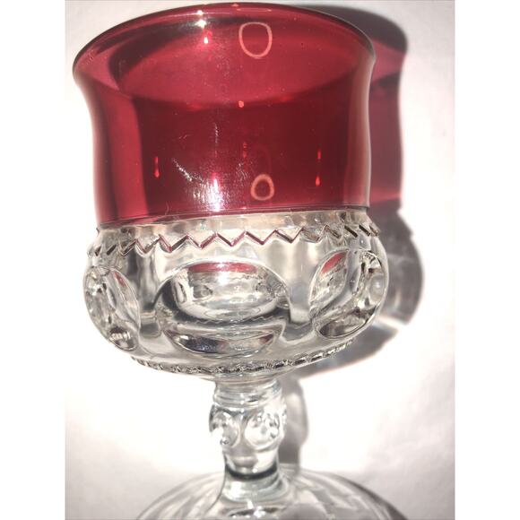 Kings Crown Thumbprint Cranberry Goblet- Used- Vintage-‎ Set Of 1 - Picture 3 of 8